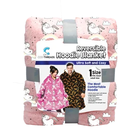 Premium Hoodie Blanket Reversible - One Size Fits All, Polar Bear 140cm Length
