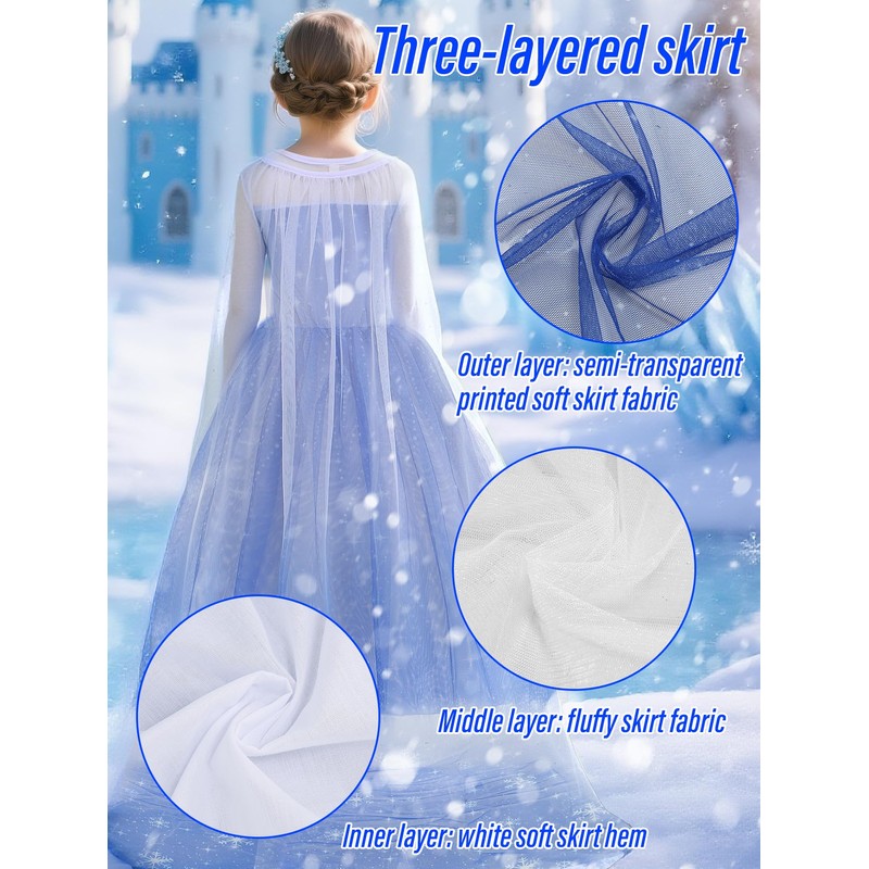 YYSSNM Girls Princess Dress with Crown Magic Wand Cape Princess