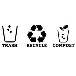 XTRAYXRAY Black Vinyl Trash Recycle Compost Stickers Set, Peel & Stick, 20 Pieces