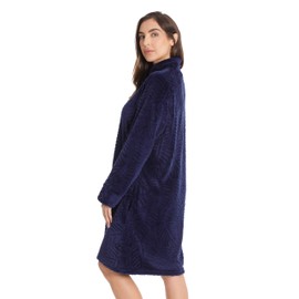 Just Love - Bata corta de felpa con cierre, marino, L