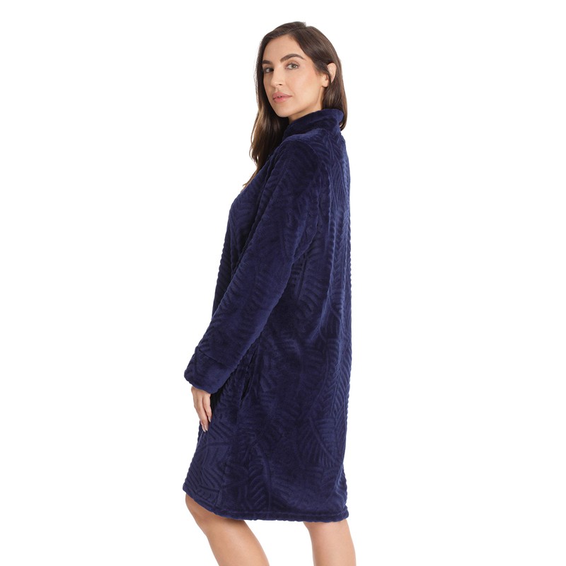 Just Love - Bata corta de felpa con cierre, marino,