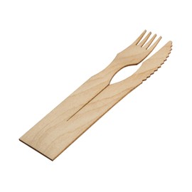 Clickeat Duo Wooden Cutlery Set - 10 Units - 100% Compostable, Easy to Store, Stackable- Cutlery Set for Sustainable Dining Solutions