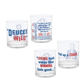 Zak Designs Collectible Vin Scully Double Old Fashioned Plastic Tumbler Set 14 oz, Perfect for Dodger Baseball Fans and Drinks at Home, Set of 4 Cups, Non BPA