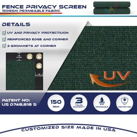 Windscreen4less 6' x 25' Privacy Fence Screen in Green with Bindings & Grommets 85% Blockage for Chain Link Fence Windscreen Outdoor Mesh Fencing Cover Netting Fabric
