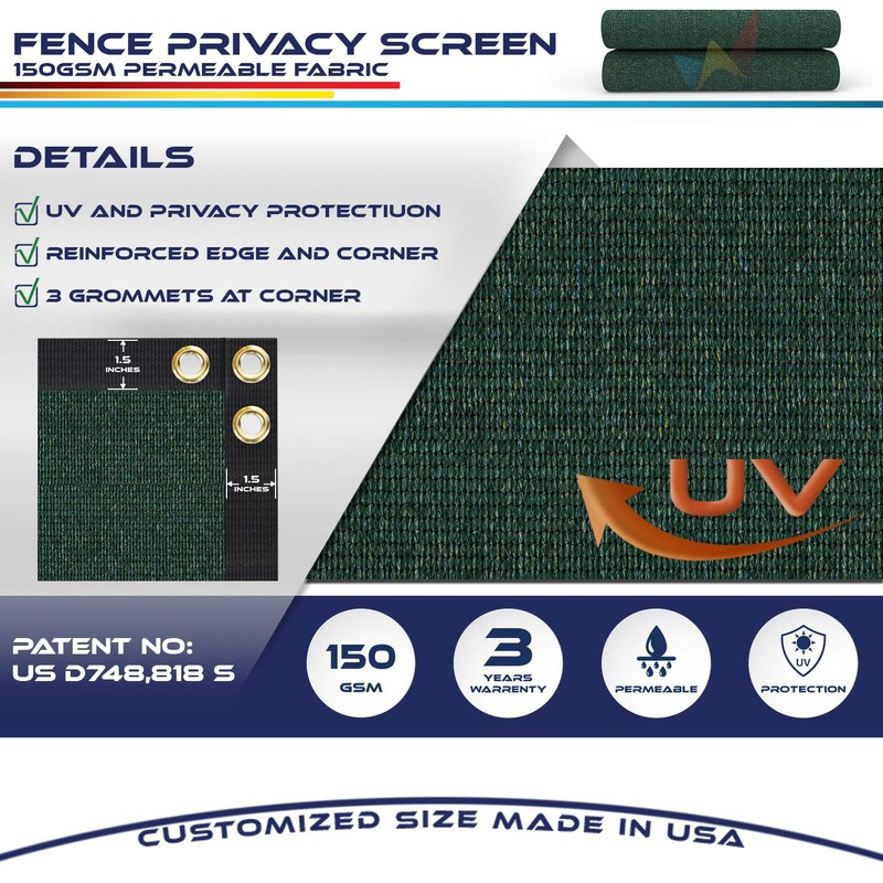 Windscreen4less 6' x 25' Privacy Fence Screen in Green with