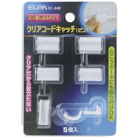Elpa Clear Cord Catch Wiring Cable Cable Plug in Pin Type 5 Pieces CC-04B (Pin)