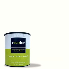 RECOLOR Paint Recycled Interior Latex Paint Wall Finish, 1 Quart, Interior - White Flat (Flat Finish)