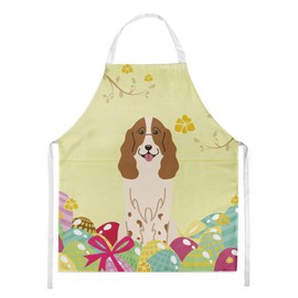 Caroline's Treasures BB6031APRON Easter Eggs Russian Spaniel Apron Cooking Kitchen Server Baking Crafts Gardening for Adult Women Men, Unisex, Large, Multicolor