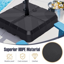 Tangkula Cantilever Umbrella Base, Heavy Duty Fillable Weighted Offset Umbrella Stand with Cross Bracket & Portable Cut-Out Handles for Outdoor Patio, Water & Sand Filled Up to 176 lbs