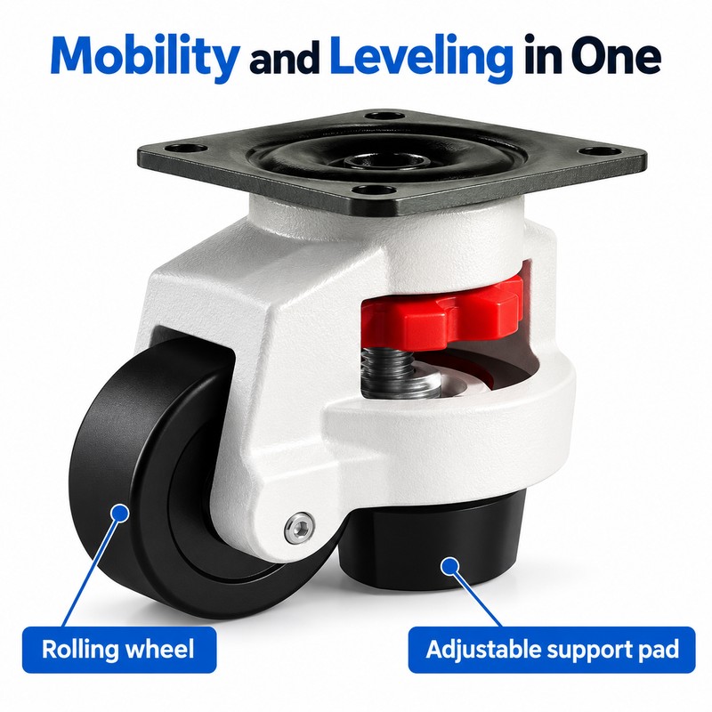 4-Pack 40F Leveling Casters with Adjustable Pads to Move &