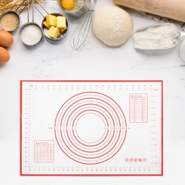 Silicone Baking Mat Dough Kneading Scales Rolling Kneading Mat Silicone Baking Accessory,Easy to Wash, No Slip (Red40*60cm)