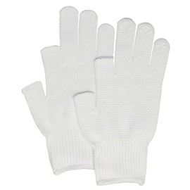 Otafuku Gloves, Anti-Sliding Gloves, Thin, 2 Finger Out, 10 Gauge, 100% Cotton, Anti-Slip: PVC, #475 M, White
