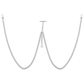 Silver Men's Pocket Watch Chain Vintage Albert Chain with Lobster & T-Bar Clasps Watch Chains Link Vest/Suit for Your Pocket Watches/Pendant（10-Silver