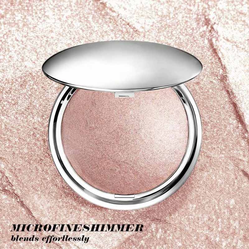 Champagne Glow Shimmer Face Highlighter Makeup, Soft Pink Contour Powder