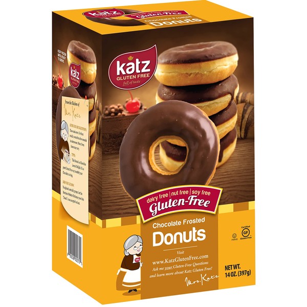 Katz Gluten Free Chocolate Frosted Donuts | Dairy Free, Nut Free, Soy Free, Gluten Free | Kosher (3 Packs of 6 Donuts, 14 Ounce Each)