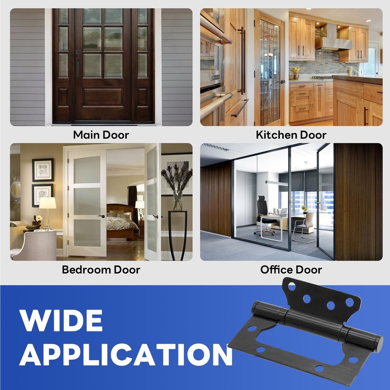 Semrien 4 Pcs 4 x 3 Inch Door Hinges, No