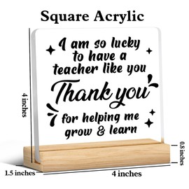 Teacher Appreciation Gifts for Women Men, Thank You Gifts for Teachers, Teacher Acrylic Desk Sign Decor (4 x 4 Inches)