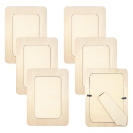 6 Pcs 6 Inch Blank Wood Photo Frames Unfinished Wooden Photo Frames Craft Painting Picture Frames Plain Photograph Frames Wooden Standing Picture Frames Desk Top Photo Frames