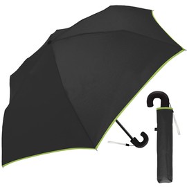 Folding Umbrella, Men's, Compact, Easy to Hold, J-Handle, Cool, Solid Color Bias, 19.7 inches (50 cm), Green