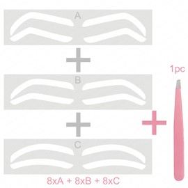 2 Bags Airbrush Eyebrow Design Stickers Stencils, Disposable Semi-permanent Auxiliary Stickers,Airbrush Brow Shaping Mapping Guide Tape Air Brush Templates for Tinting Makeup (D-2bags- 1- tweezer)