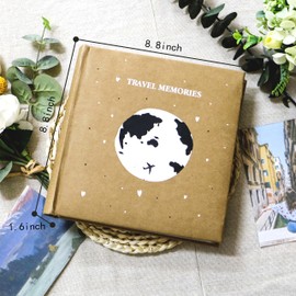 Holoary Photo Album 4x6 200 Photos 2 Pictures Per Page, 200 Pockets 4x6 Inches with Writing Space, Kraft Paper Cover Travel Design World Map Adventure Vacation Travel Photo Album