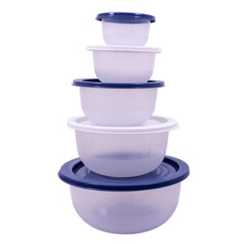 Spetebo Salad Bowl Set 5 Pieces - 0.4 to 4.4 Litres - Plastic Cooking Bowl Mixing Bowl with Lid - Dishwasher Safe