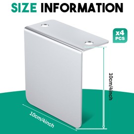 Yaocom 4 Pack Chrome l Bracket Universal 4" x 4" Flat Permit Panel Permit Sticker Holder Chrome-Plated for IFTA and DMV Class Truck, Car Parking Passes, Permits, Vehicle Emblems Mounting