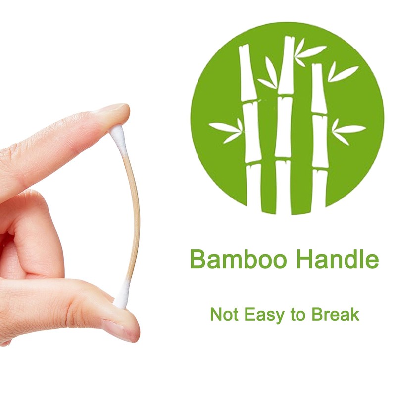 Egaageoi Organic Bamboo Cotton Swabs, 800 Count - Biodegradable Double-Tip