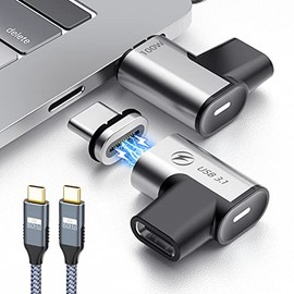 2Pack USB C Magnetic Adapter 24Pin Magnetic USB C Adapter with 6.6FT USB C 3.1 Cable Support PD 100W Quick Charge, USB 3.1 10Gbps Data Transfer, 4K@60Hz Video Output for MacBook Pro/Air USB-C Laptop