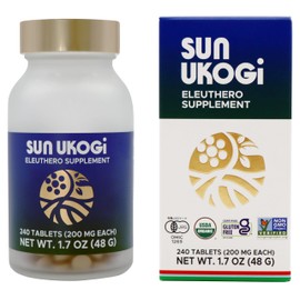 Sun Chlorella Sun Ukogi Organic Eleuthero Root 200 mg Siberian Ginseng Supplement - Natural Adaptogen Well Being & Endurance Supplement for Women & Men - Non-GMO - 240 Tablets