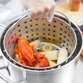 TrueCraftware- 16 qt. Aluminum Steamer Basket 9-3/4" x 8-3/8" fits 16 qt. Stock Pot- Steamer Cookware Steamer Basket Insert Steamer Basket Steamer Insert for Veggie Fish Seafood Cooking