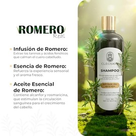 CLEOSKIN Kit de Shampoos Anticaída y Limpieza Profunda - Tratamiento Capilar con Infusión de Romero y Árbol de Té para Estimular Crecimiento y Balance
