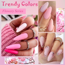 MSRUIOO Gel Polish Pink Gel Nail Polish Set 12 Colors Pink Nails Gel Soak Off LED Nail UV LED Lamp Gel Polish Nail Art Manicure Salon DIY Manicure Kit Gifts for Women