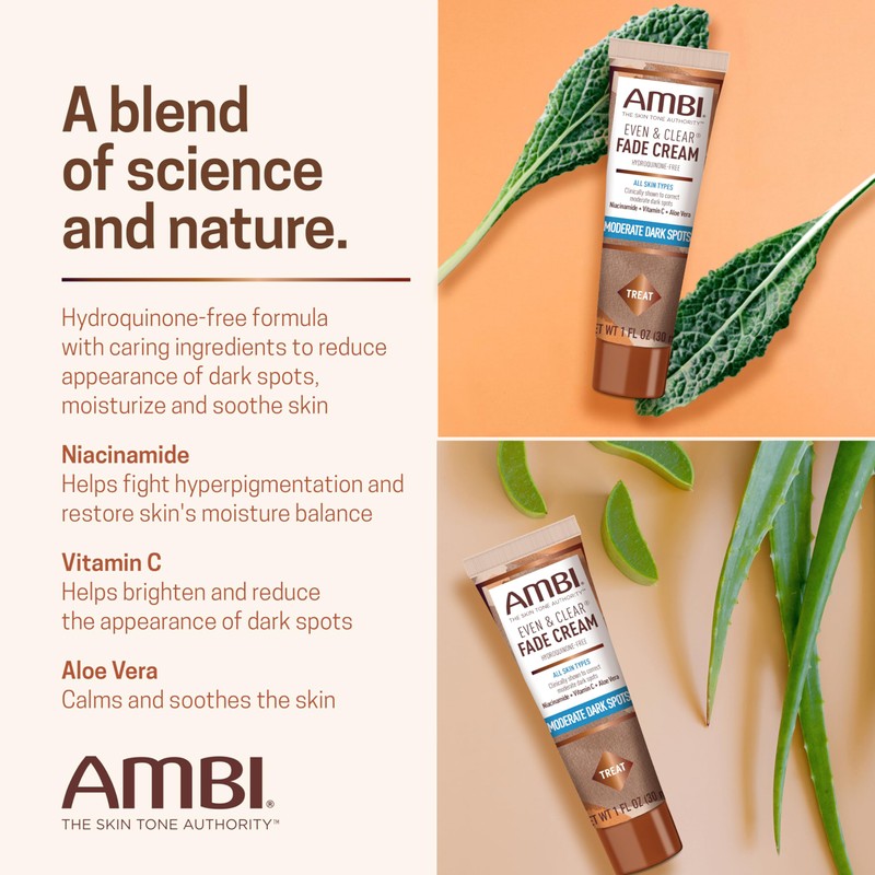 Ambi Even & Clear Fade Cream, Hydroquinone-free, Hyperpigmentation Treatment, Dark