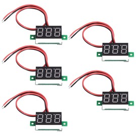 VKLSVAN 5pcs Small 2 Wire Red Digital Voltmeter 0.36 inch DC 2.5-30V LED Voltage Display Panel Meter