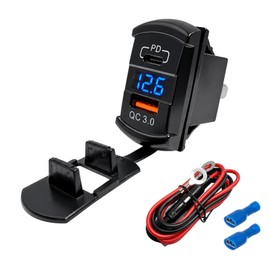 Car Rocker Switch Outlet with LED Voltmeter (USB+PD)