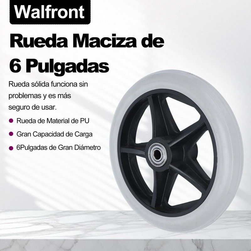 Rueda Sólida de 6 Pulgadas, Material de PU, Rodamiento de