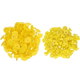 Etiquetas de oreja de ganado de 100 piezas, tarjeta de identificación de plástico, marcador antipérdida para ganado de granja, ovejas, cerdos(Amarillo)