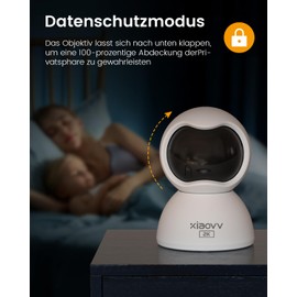 XIAOVV 3MP PTZ überwachungskamera innen,HD-Nachtsicht 2.4G WLAN Kamera Indoor,Hunde Kamera Fernzugriff über die App,Doppelter Datenschutz,Bewegungserkennung, App-Benachrichtigungen, Zwei-Wege-Audio