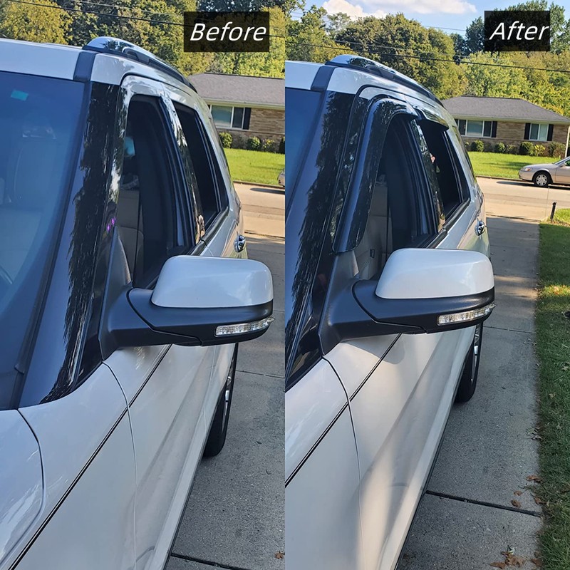 Puermto 94547 Sunproof Waterproof Side Window Wind Deflector, 4pcs Protective