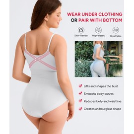 Nebility Shapewear for Women Tummy Control Shapewear Bodysuits Seamless Body Shaper Waist Trainer Snatched Body Suit (X-Small-Small, White)