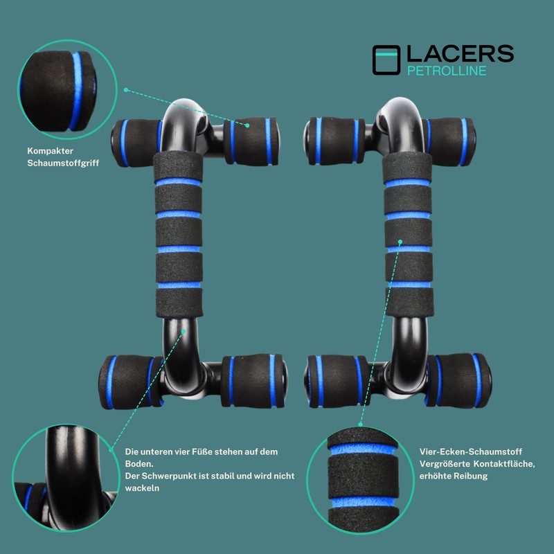 Lacers PetrolLine Push Up Bar - Non-Slip & Stable Push-Up