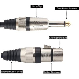 Senor Cable Female XLR to 1/4 (6.35mm) TS Mono Jack Unbalanced Microphone Cable Mic Cord for Dynamic Microphone - (15) Feet
