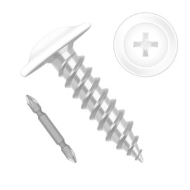 Etauwe #8 x 5/8" Truss Head Fast Self Tapping Screws, Alloy Steel Wood Screws, White Head, Full Thread, Screwdriver Bit Included, 100 PCS