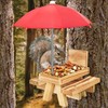 Carbonized Wood Squirrel Feeder with Umbrella, Squirrel Feeders for Outside