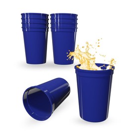 PartyPrints 100 Pack 10 to 12 Oz Royal Blue Reusable Blank Plastic Cups, Stadium Cups Bulk – BPA Free Dishwasher Safe Party Cups, Colored Cups Perfect for Party, Wedding, Birthday Graduation, Clubs