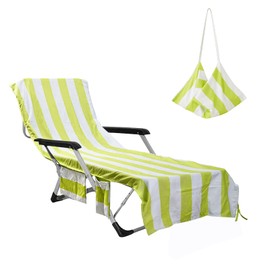 Lounger Beach Towels, Portable Beach Chair Cover with Pockets Pool Lawn Patio Lounge Chair Towel Cover Holidays Vacation Hotel Sunbathing Quick Drying Towels (Green)