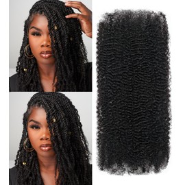 Afro Kinky Bulk Human Hair for Braiding – 20 Inch, Double Drawn, 35g/Strand, Natural Black – Kinky Curly Braiding Hair for Locs, Twists, Loc Repair, Dreadlock Extensions (Natural Black, 20 Inch)
