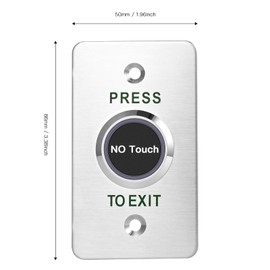 No-Touch Infrared Exit Button with Green LED, Indoor Stainless Steel Panel Access Control Switch, Featuring NC, COM, and NO Outputs – Perfect for Door Security and Convenience (SNT886-86X50 mm)