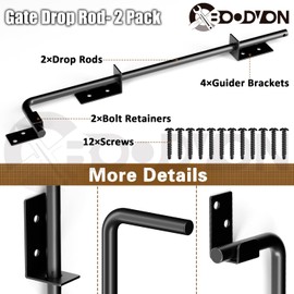 18" Cane Bolt Gate Drop Rod Heavy Duty Gate Hardware, Gate Ground Latch for Wood Metal Vinyl Gates Doors Stopper for Gate Ground, Wrought Iron Gate Latches, Black Finish-2 Pack